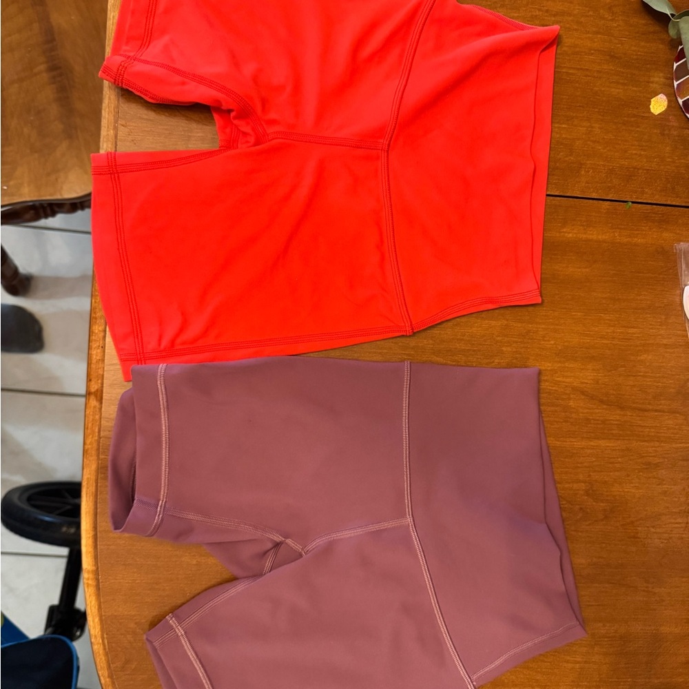 Lululemon Athletica Red and Purple Bike Shorts